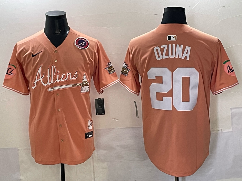 Men Atlanta Braves 20 Ozuna orange 2025 Nike MLB Jersey style 022
